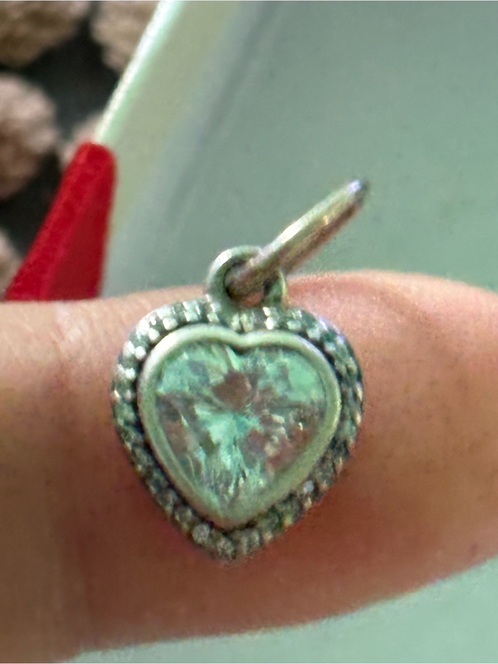Pandora Silver Heart Pendant with Clear Crystal